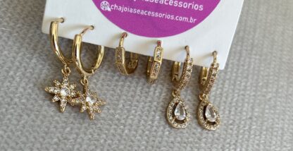 Brinco Trio de Argolas Inspiração Alta Joalheria - Image 2