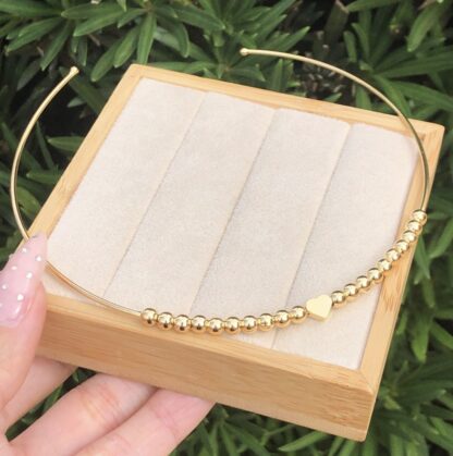 Colar Gargantilha Chocker Bolinhas Coração