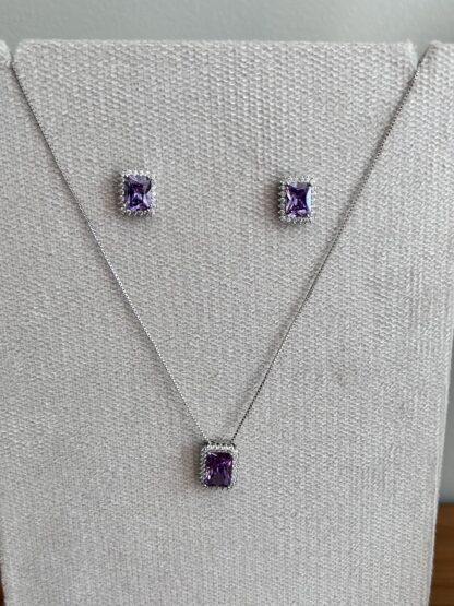 Conjunto Quadrado Pedra Fusion Lilás Ródio - Image 2