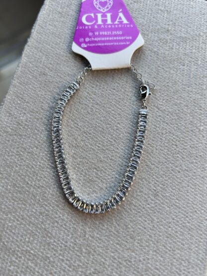 Pulseira Riviera Baguete Cristal Ródio Branco - Image 3